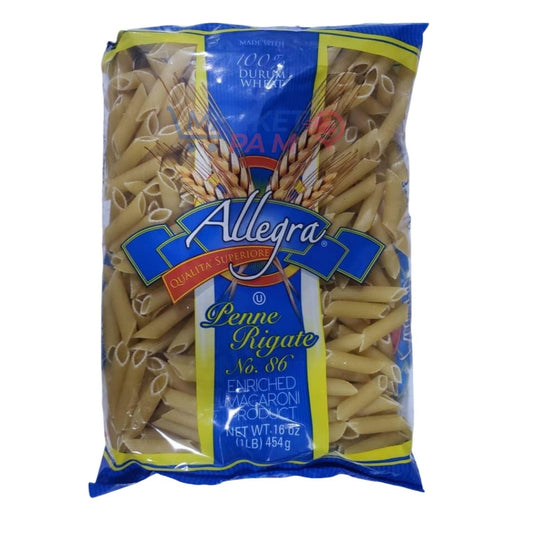 FABRIQUÉ AVEC 100 % DE BLÉ DUR/ QUALITA SUPÉRIEURE /Penne Rigate No. 86 ENRICHI MAGARONI POIDS NET 16 OZ (1LB) 454 g KAL