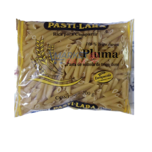 PASTI-LARA /Rica para Compartir /  100 % Trigo durum/ Pluma /Pasta de sémola de trigo duro/ Enriquecida con vitaminas y hierro / CONT 200 g /PASTI-LARA Pluma