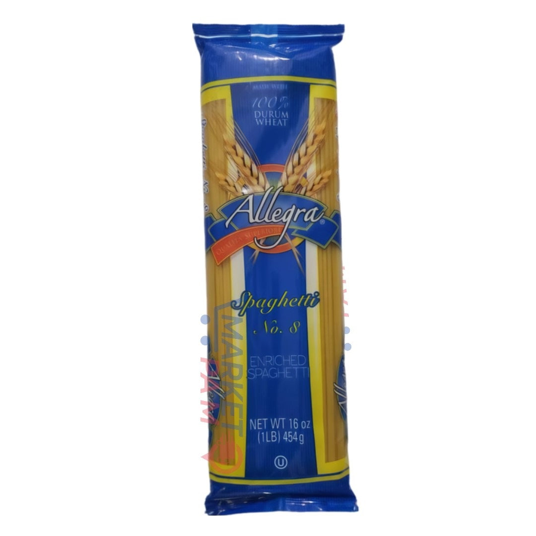 ALLEGRA SPAGHETTI NO. 8 / ENRICHED SPAGHETTI/ NET WT 16 OZ ( 1B) 454 g