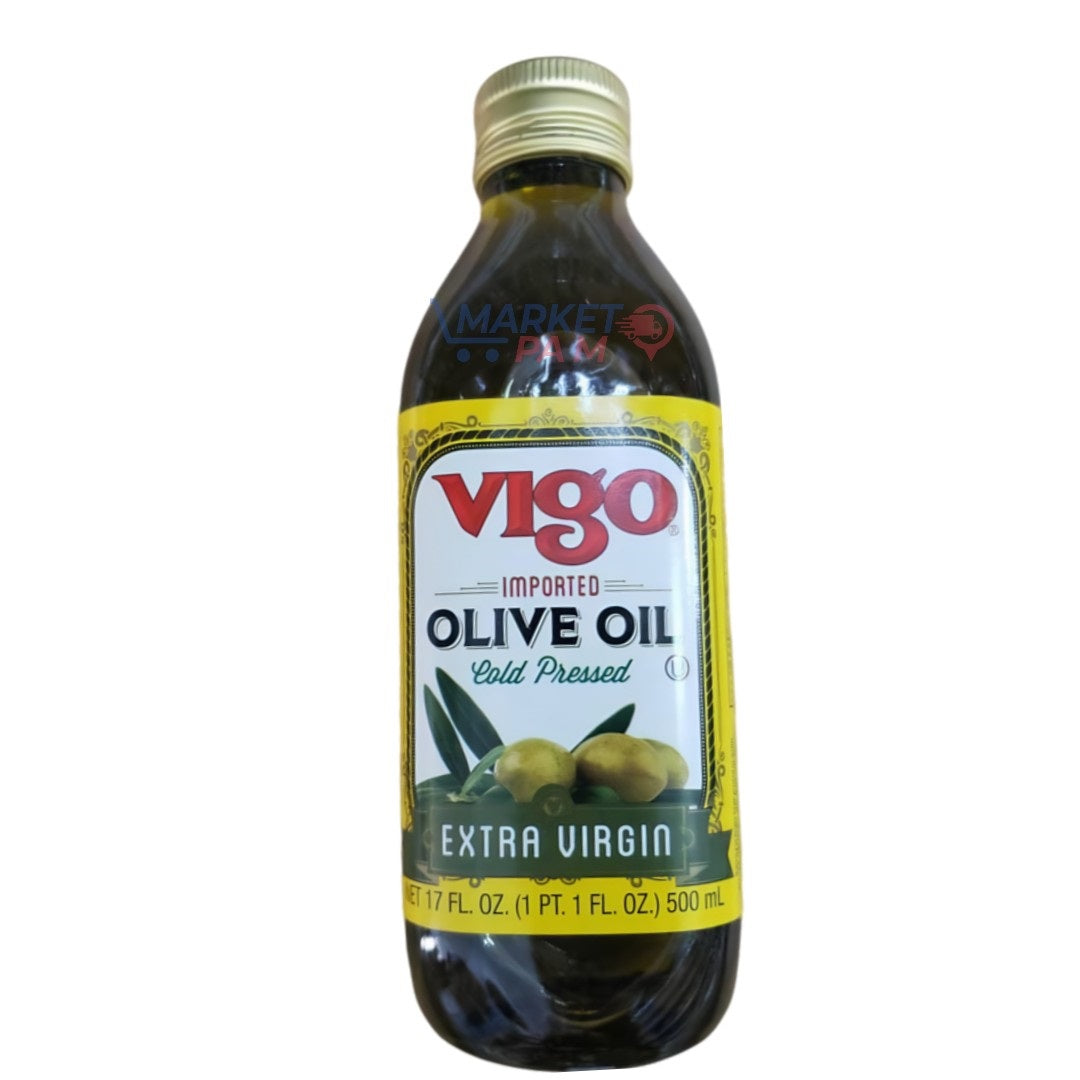 Vigo IMPORTED │OLIVE OIL Cold Pressed O EXTRA VIRGIN │ NET WT  17 FL. OZ. (1 PT. 1 FL. OZ.) 500 mL