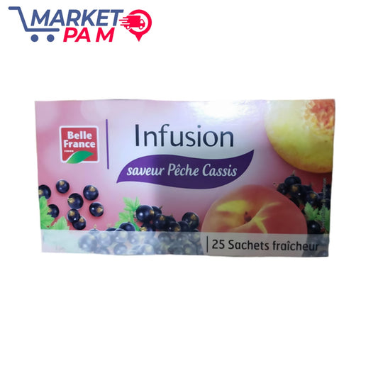 Belle France Infusion saveur Pêche Cassis 25 Sachets fraîcheur
