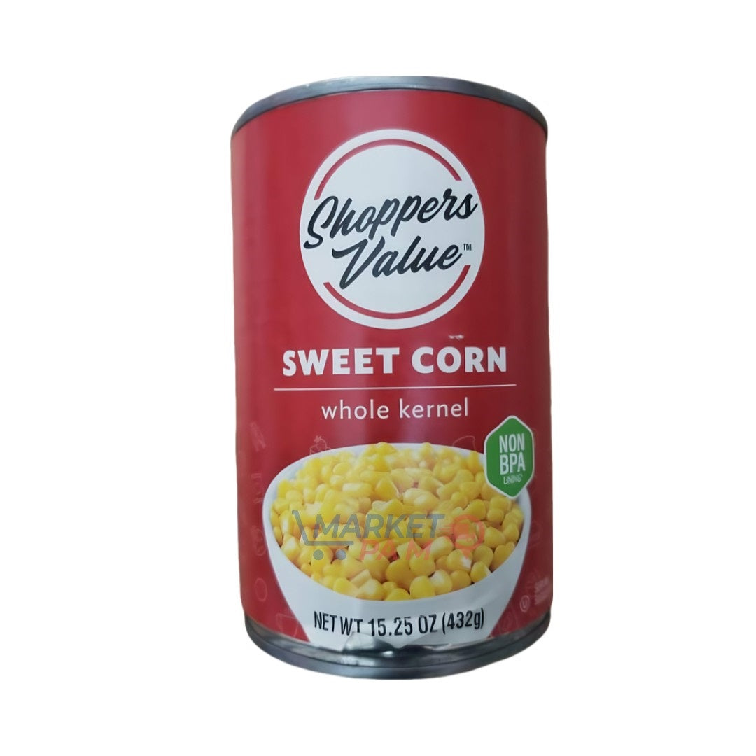 SHOPPERS VALUE │ SWEET CORN │ HOLE KERNEL │ NET WT 15.25 OZ ( 432 g)