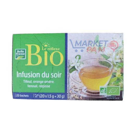 INFUSION DU SOIR  │ LE RÉFLEXE BIO  │ TILLEUL , ORANGE AMÈRE, FENOUIL , RÉGLISSE