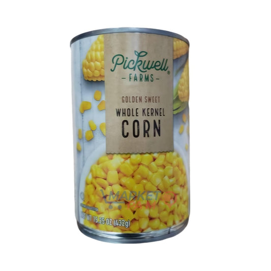 PICKWELL FARMS  │FARMS │ GOLDEN SWEETWHOLE KERNEL CORN │ NET WT 15.25 OZ ( 432 g)