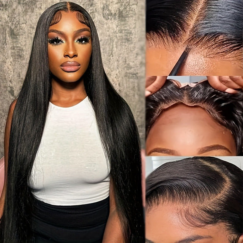 Glueless Human Hair Wig - Natural Look Front with Preplucked Hairline & No Glue Needed, Ready-to-Wear Straight Hairstyle, Lightweight Everyday & Special Event Wig for Women (All Light Beige Tones), Short Hair Wigs, Event Hair