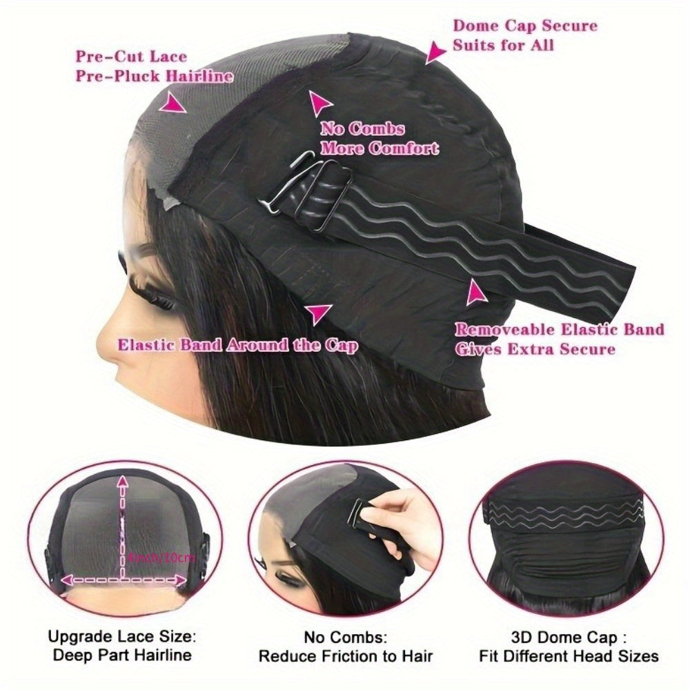 Glueless Human Hair Wig - Natural Look Front with Preplucked Hairline & No Glue Needed, Ready-to-Wear Straight Hairstyle, Lightweight Everyday & Special Event Wig for Women (All Light Beige Tones), Short Hair Wigs, Event Hair