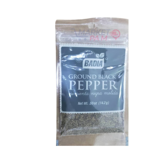 BADIA │ GROUND BLACK │ PEPPER │ PIMIENTA NEGRA MOLIDA │ NET WT 50 OZ ( 14.2 g)