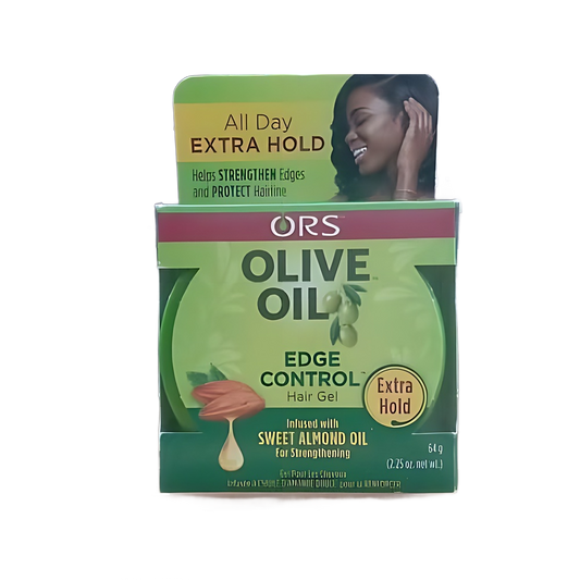 HAIR GEL, OLIVE OIL, EDGE  CONTROL , SWEET ALMOND OIL (EXTRA HOLD) 2.25 OZ