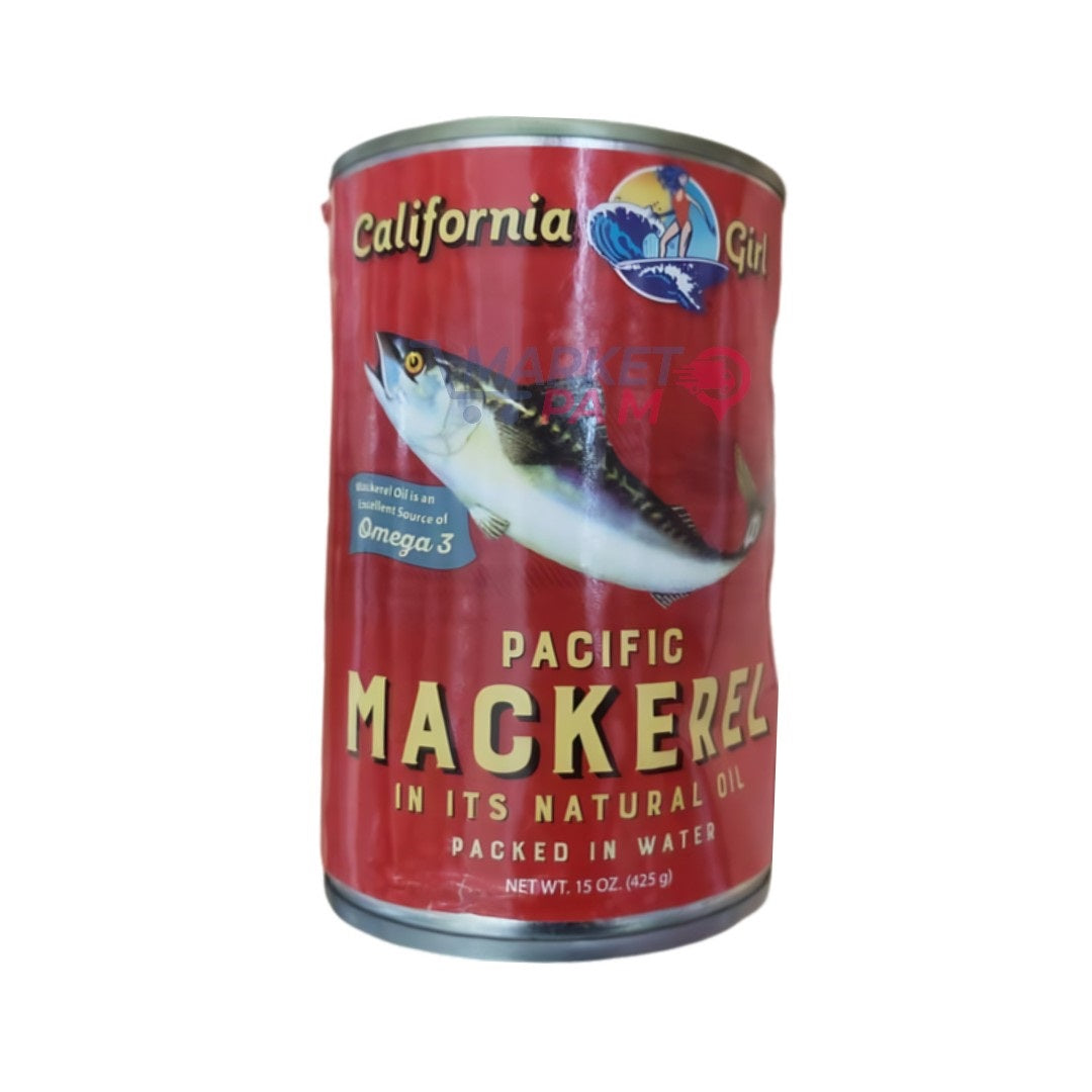 CALIFORNIA  │ OMEGA 3  │ PACIFIC MACKEREL IN ITS NATURAL OIL │ PACKED IN WATER│ NET WT 15 OZ ( 425 g)