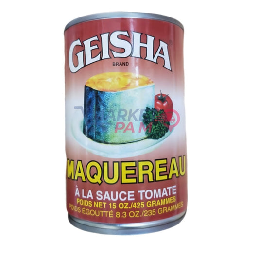 GEISHA BRAND │ MAQUEREAU A LA  SAUCE TOMATE │ POIDS NET 15 OZ. / 425 GRAMMES