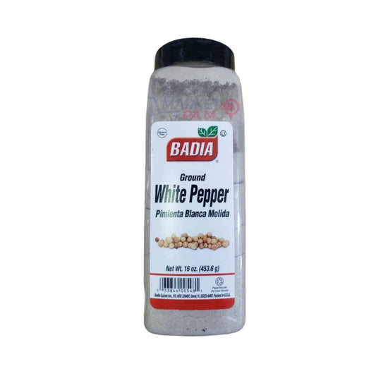 BADIA GROUND │ WHITE PEPPERPIMIENTA BLANCA MOLIDA │ NET WT 16 OZ ( 453.6g)