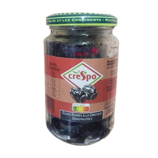 CRESPO │  OLIVES NOIRES A LA GRECQUE DÉNOYAUTÉES (200 g e)