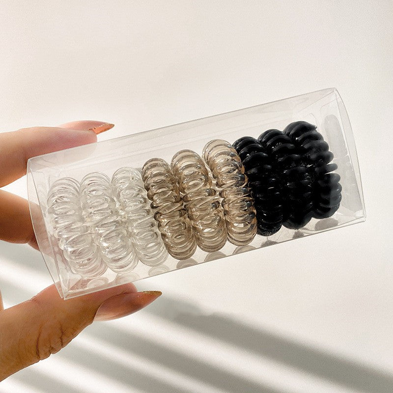[No Crease Hair Ties] 9 Pcs No Crease Spiral Hair Ties | Coil Hair Ties, Phone Cord Hair Ties, Women Ponytail Holder Elastics