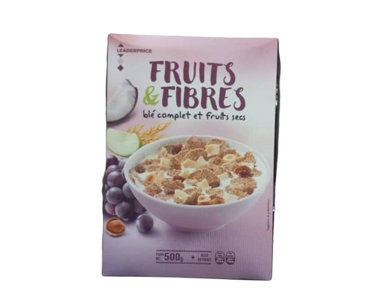 FRUITS & FIBRES <, BLÉ COMPLET ET FRUITS SECS (500 g)