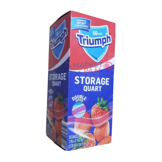 50 BAGS TRIUMPH │ STORAGE QUART │ DOUBLE ZIPPER │ 50 BAGS 7 IN X 77 11/16 IN 9 17.8 COM X 19.5 CM)