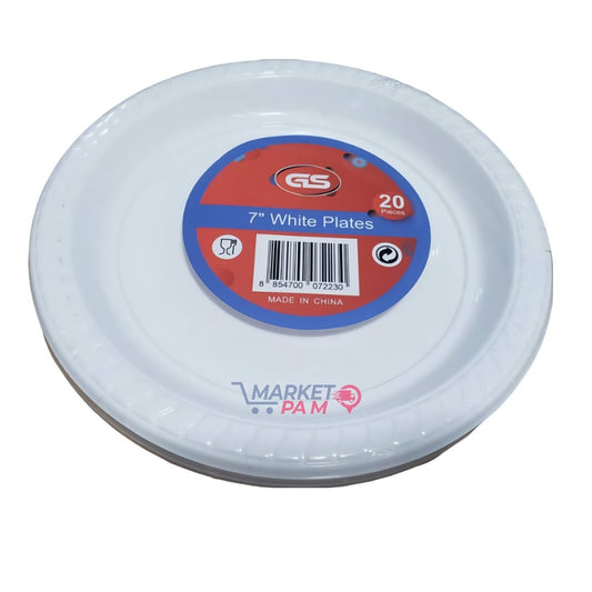7" WHITE PLATES  │ 20 PIECES   │ GS