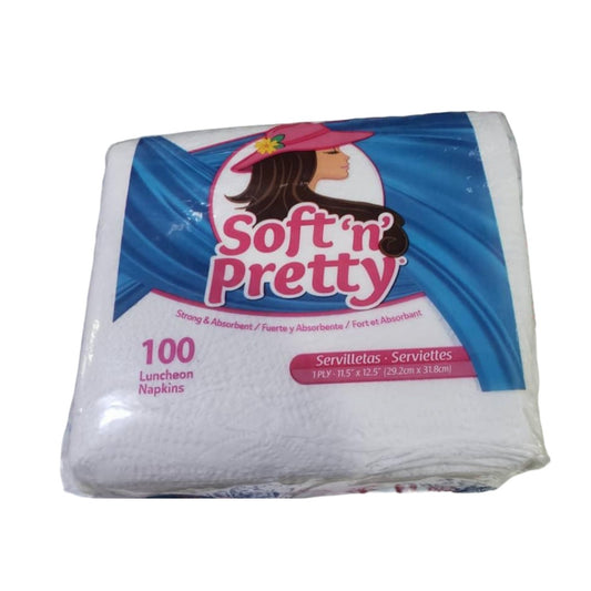 SOFT'N' PRETTY  │ 100 LUNCHEON NAPKINS  │ SERVIETTES / 1 PLY . 11.5' X 12.5 " (29. CM X 31.8 CM)