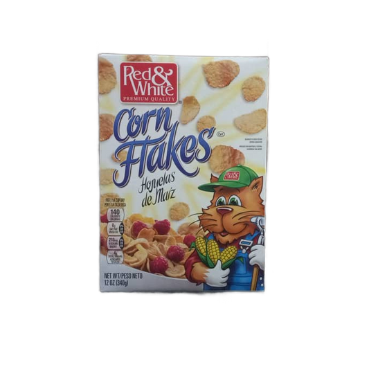 CORN FLAKES (RED & WHITE, HONELAS DE MAIZ)  NET WT 12 OZ, 340G)