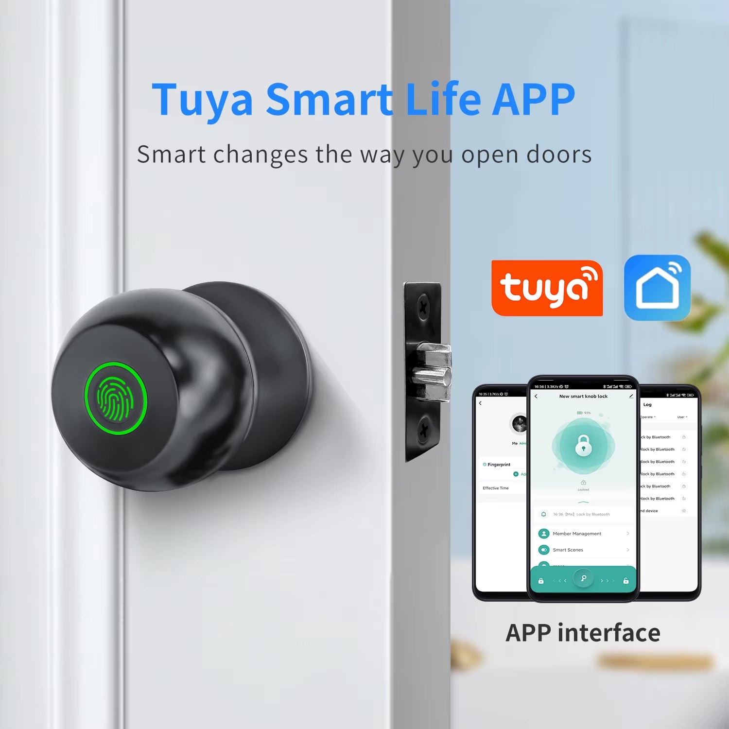 Bluetooth Fingerprint Smart Lock for Secure Home Entry - Tuya Smart Life Integration