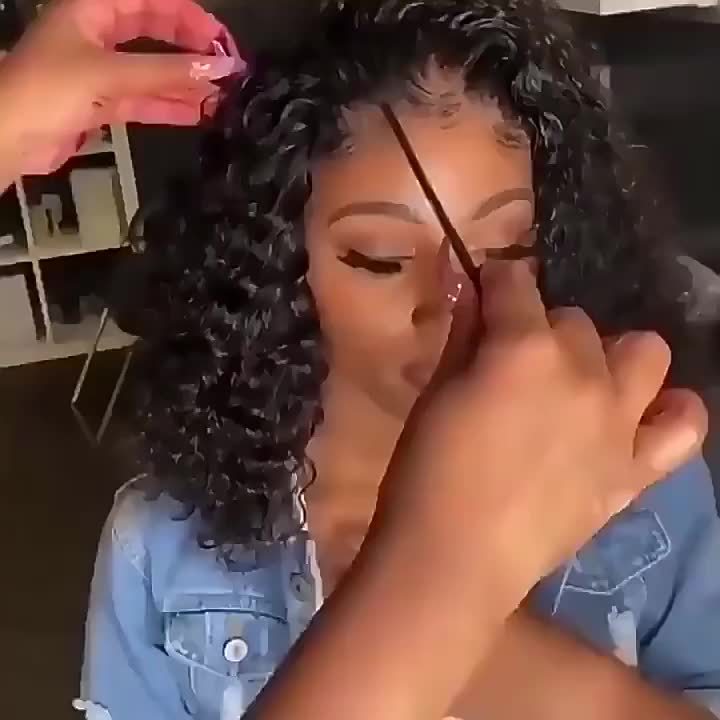 150% Density 13x4 Lace Front Human Hair Wig Short Curly Bob Lace Front Human Hair Wigs PrePluck With Baby Hair Kinky Wave Frontal Wigs For Women Deep Wave Lace Wigs