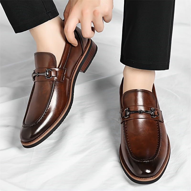 Men'S Slip-On Loafers - British Style Business Casual Shoes, Pointed Toe, Breathable & Comfortable, Brown, Versatile for Formal & Casual Attire, All-Season Wear, Formal Footwear, Sleek Shoe Design, Durable Rubber Sole