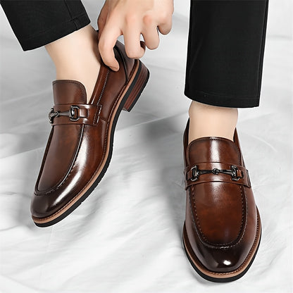 Men'S Slip-On Loafers - British Style Business Casual Shoes, Pointed Toe, Breathable & Comfortable, Brown, Versatile for Formal & Casual Attire, All-Season Wear, Formal Footwear, Sleek Shoe Design, Durable Rubber Sole