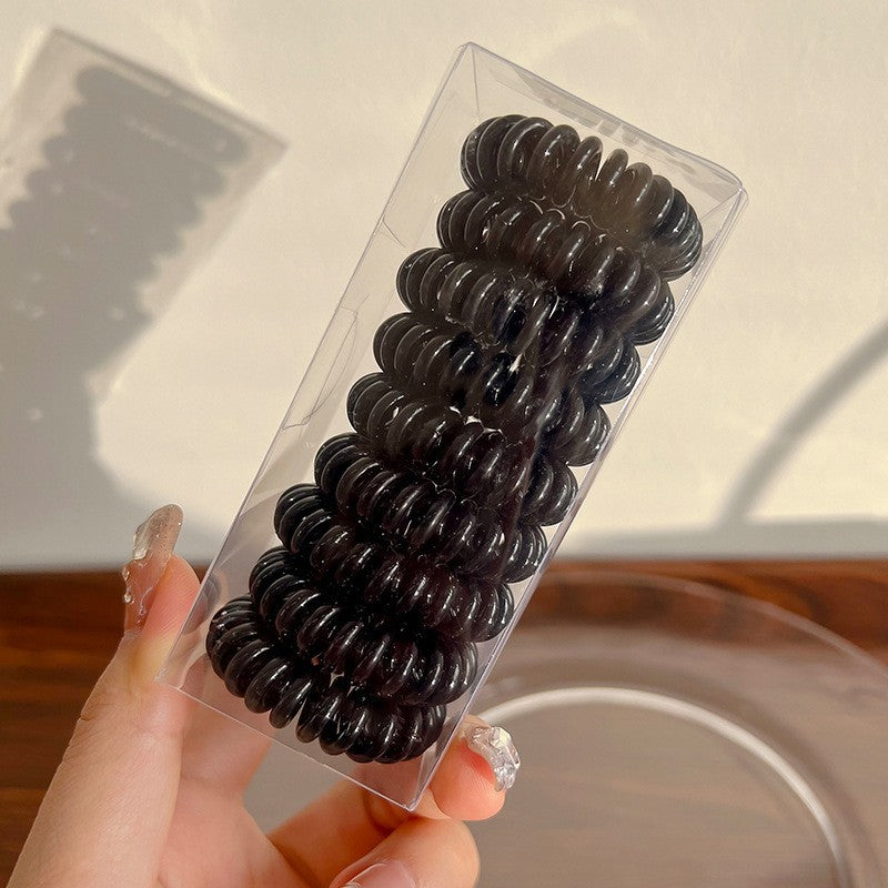 [No Crease Hair Ties] 9 Pcs No Crease Spiral Hair Ties | Coil Hair Ties, Phone Cord Hair Ties, Women Ponytail Holder Elastics