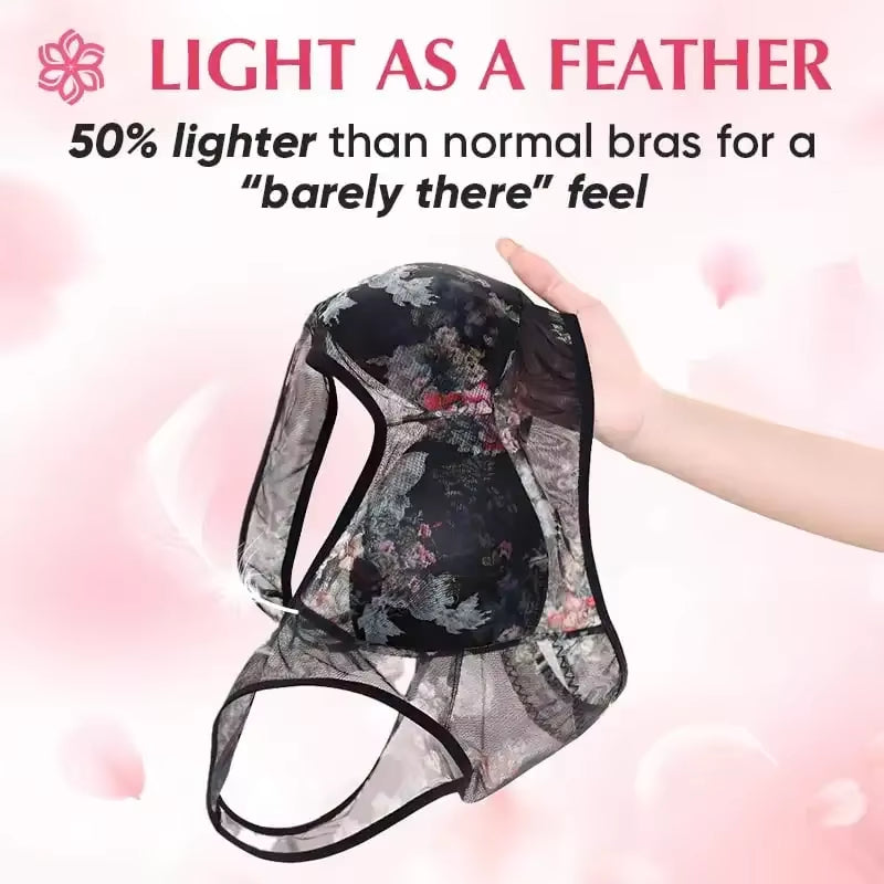 Everyday Ice Silk Lace Cooling Comfort Bra for Women - Push-Up Seamless Bralette in Large Size, No Underwire Design