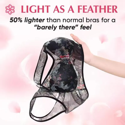 Everyday Ice Silk Lace Cooling Comfort Bra for Women - Push-Up Seamless Bralette in Large Size, No Underwire Design