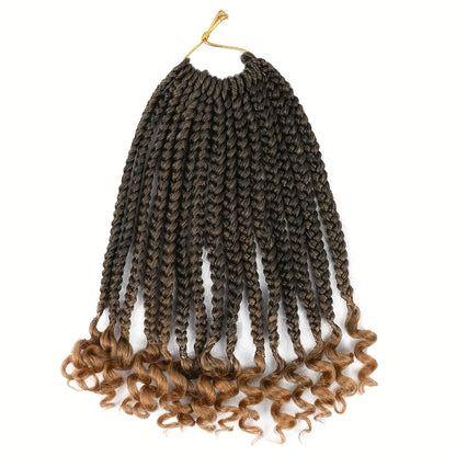 3 Packs Bellqueen Bohemian Box Braids Crochet Hair Extensions with Curly Ends - 10 Inch Short Box Braids, Dark Brown/Black -Looking Dreadlock-like Braids for Women, Volume & Length, Easy Clip-In/Weave-On (No)