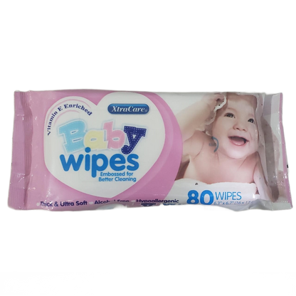 BABY WIPES, XTRA CARE, VITAMIN ENRICHED, 80 WIPES, 6.3 " X 6.7 "