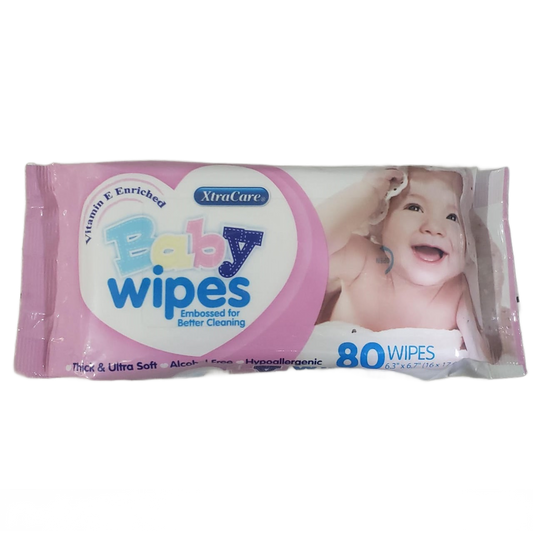 BABY WIPES, XTRA CARE, VITAMIN ENRICHED, 80 WIPES, 6.3 " X 6.7 "