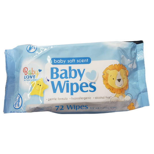 BABY SOFT SCENT, 72 WIPES, 5.5" X 6.7 " (14 X 17 CM)