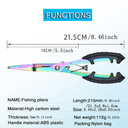 Saltwater Resistant Fishing Pliers with Split Ring Hook Removers, Lanyard & Sheath - Essential Fishing Gear Accessories for Easy Tackle Management - Stainless Steel - For Anglers - Ideal for Saltwater & Freshwater Fishing - G
