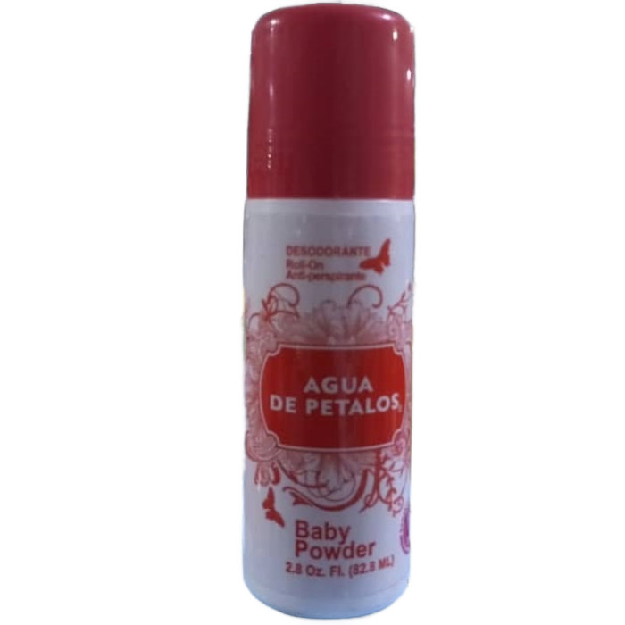 DESODORANTE Roll-On Acd-perspirante AGUA DE PETALOS Baby Powder 2.8 Oz. Fl. (82.8ML)