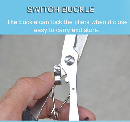 Saltwater Resistant Fishing Pliers with Split Ring Hook Removers, Lanyard & Sheath - Essential Fishing Gear Accessories for Easy Tackle Management - Stainless Steel - For Anglers - Ideal for Saltwater & Freshwater Fishing - G