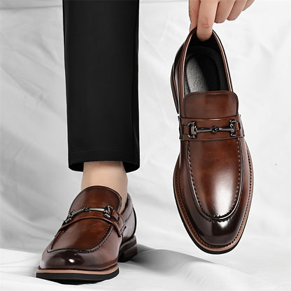 Men'S Slip-On Loafers - British Style Business Casual Shoes, Pointed Toe, Breathable & Comfortable, Brown, Versatile for Formal & Casual Attire, All-Season Wear, Formal Footwear, Sleek Shoe Design, Durable Rubber Sole