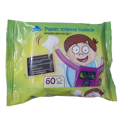 PAPIER TOILETTE HUMIDE, JETABLES DANS LES WC, 60 FEUILLES