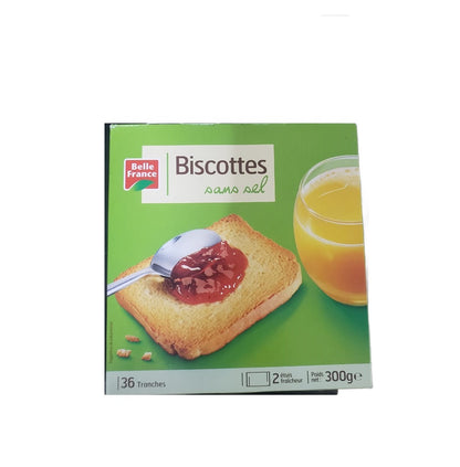BISCOTTES SANS SEL , 36 TRANCHES , POIDS NET : 300g e