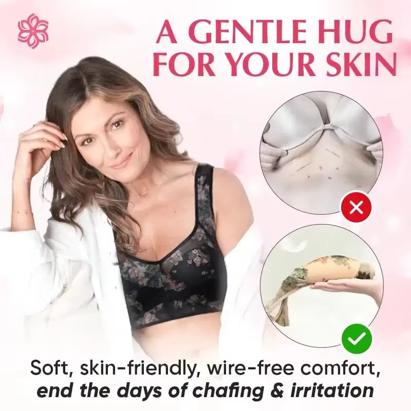 Everyday Ice Silk Lace Cooling Comfort Bra for Women - Push-Up Seamless Bralette in Large Size, No Underwire Design