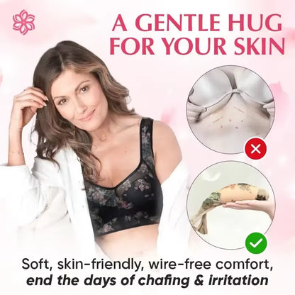 Everyday Ice Silk Lace Cooling Comfort Bra for Women - Push-Up Seamless Bralette in Large Size, No Underwire Design