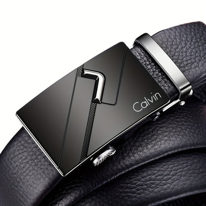Men's Luxury Automatic Belt - Adjustable Formal & Casual Dress Belt with Alloy Auto Buckle, One-Touch Closure, Compatible with Dress Pants, Jeans, Business & Casual Attire - Ideal Gift for Dad, Husband, Professionals - Durabl