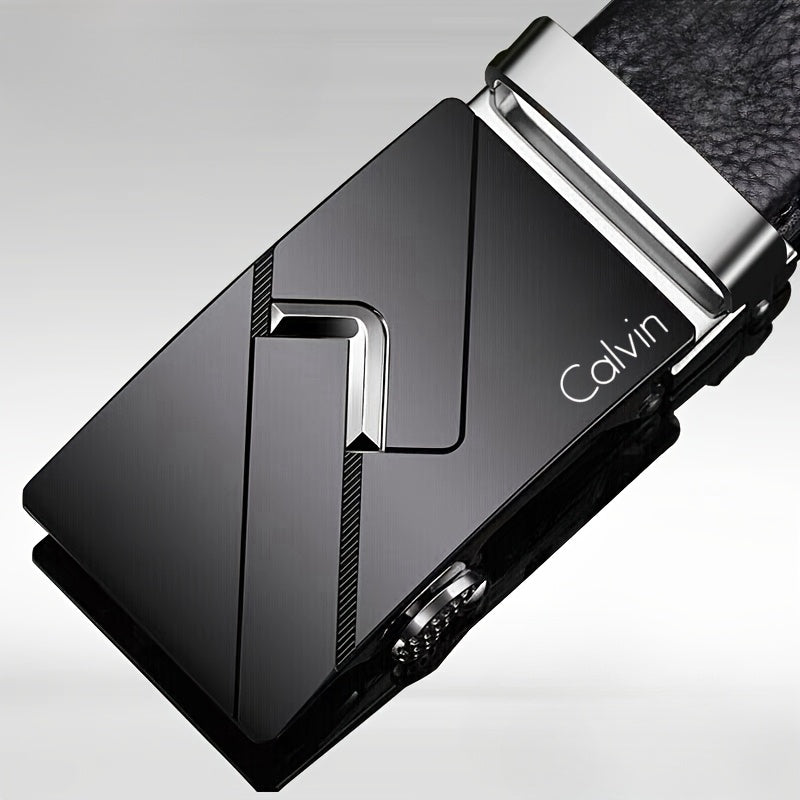 Men's Luxury Automatic Belt - Adjustable Formal & Casual Dress Belt with Alloy Auto Buckle, One-Touch Closure, Compatible with Dress Pants, Jeans, Business & Casual Attire - Ideal Gift for Dad, Husband, Professionals - Durabl