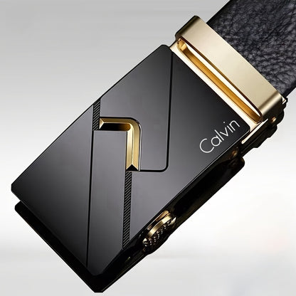 Men's Luxury Automatic Belt - Adjustable Formal & Casual Dress Belt with Alloy Auto Buckle, One-Touch Closure, Compatible with Dress Pants, Jeans, Business & Casual Attire - Ideal Gift for Dad, Husband, Professionals - Durabl
