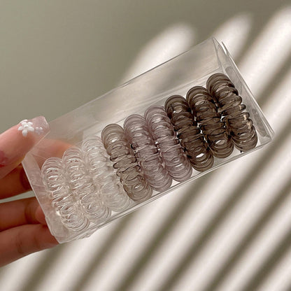 [No Crease Hair Ties] 9 Pcs No Crease Spiral Hair Ties | Coil Hair Ties, Phone Cord Hair Ties, Women Ponytail Holder Elastics