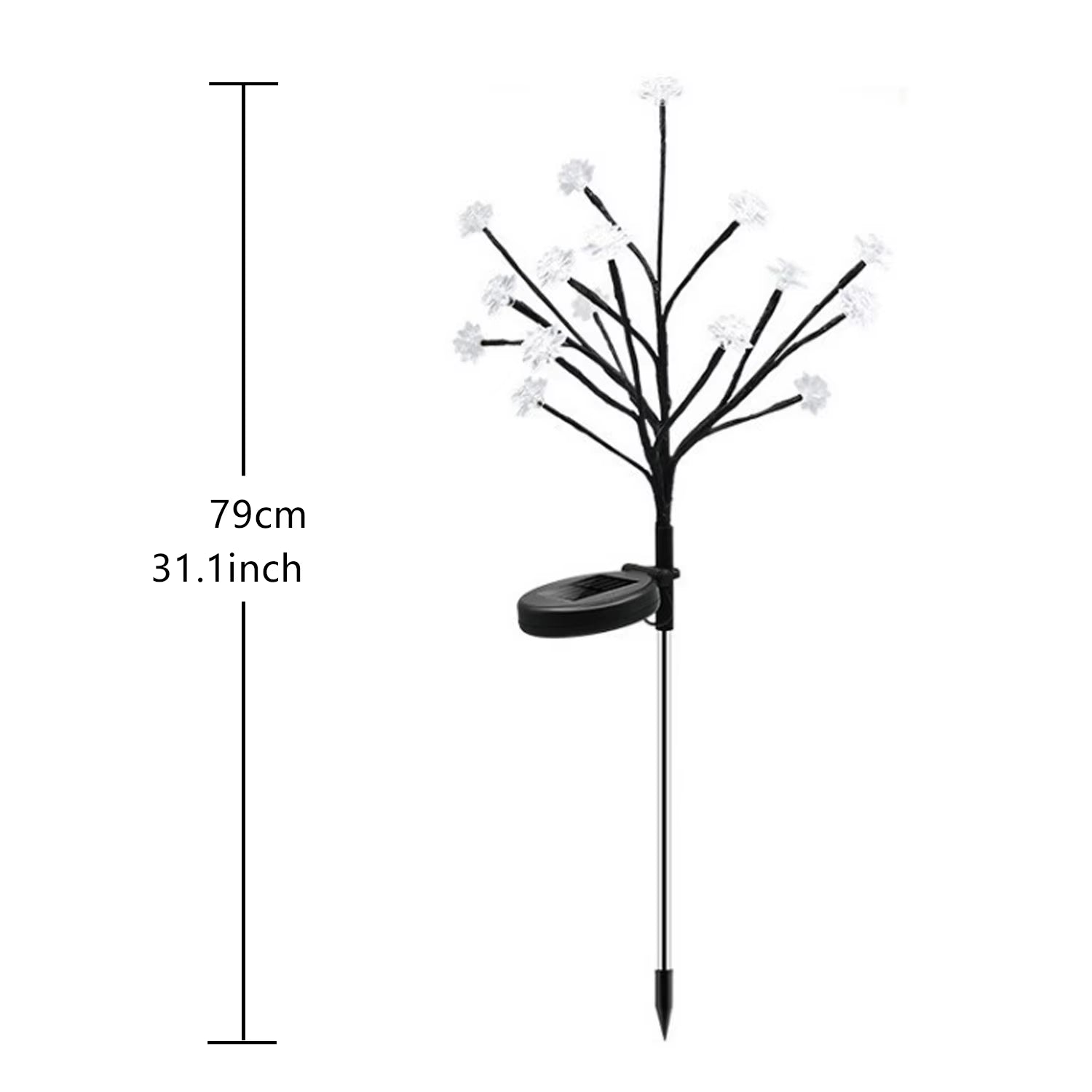 1 PC Solar Flower Pathway Lights Outdoor Sakura Tree Lighting 8 Modes Flush Mount Non-Detachable for Garden Lawn Patio Walkway