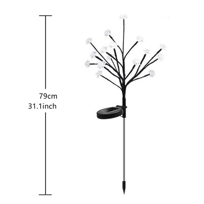 1 PC Solar Flower Pathway Lights Outdoor Sakura Tree Lighting 8 Modes Flush Mount Non-Detachable for Garden Lawn Patio Walkway
