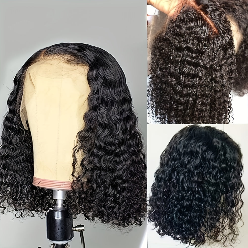 150% Density 13x4 Lace Front Human Hair Wig Short Curly Bob Lace Front Human Hair Wigs PrePluck With Baby Hair Kinky Wave Frontal Wigs For Women Deep Wave Lace Wigs