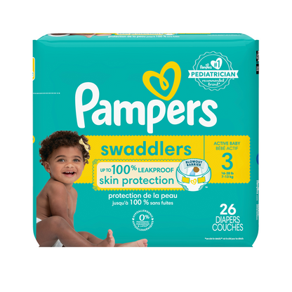 Pampers,  Swaddlers couches pour bébés actifs, taille 3, 26 unités