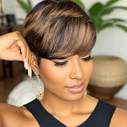 Women'S Elegant Short Bob Wig - Glueless Layered Bangs, Density Human Hair, Natural Look, No Glue Needed, Everyday & Party Hairstyle, Easy Maintenance, Perfect for Easter, Holidays, and Everyday Use - Ideal for Beginners & Pr